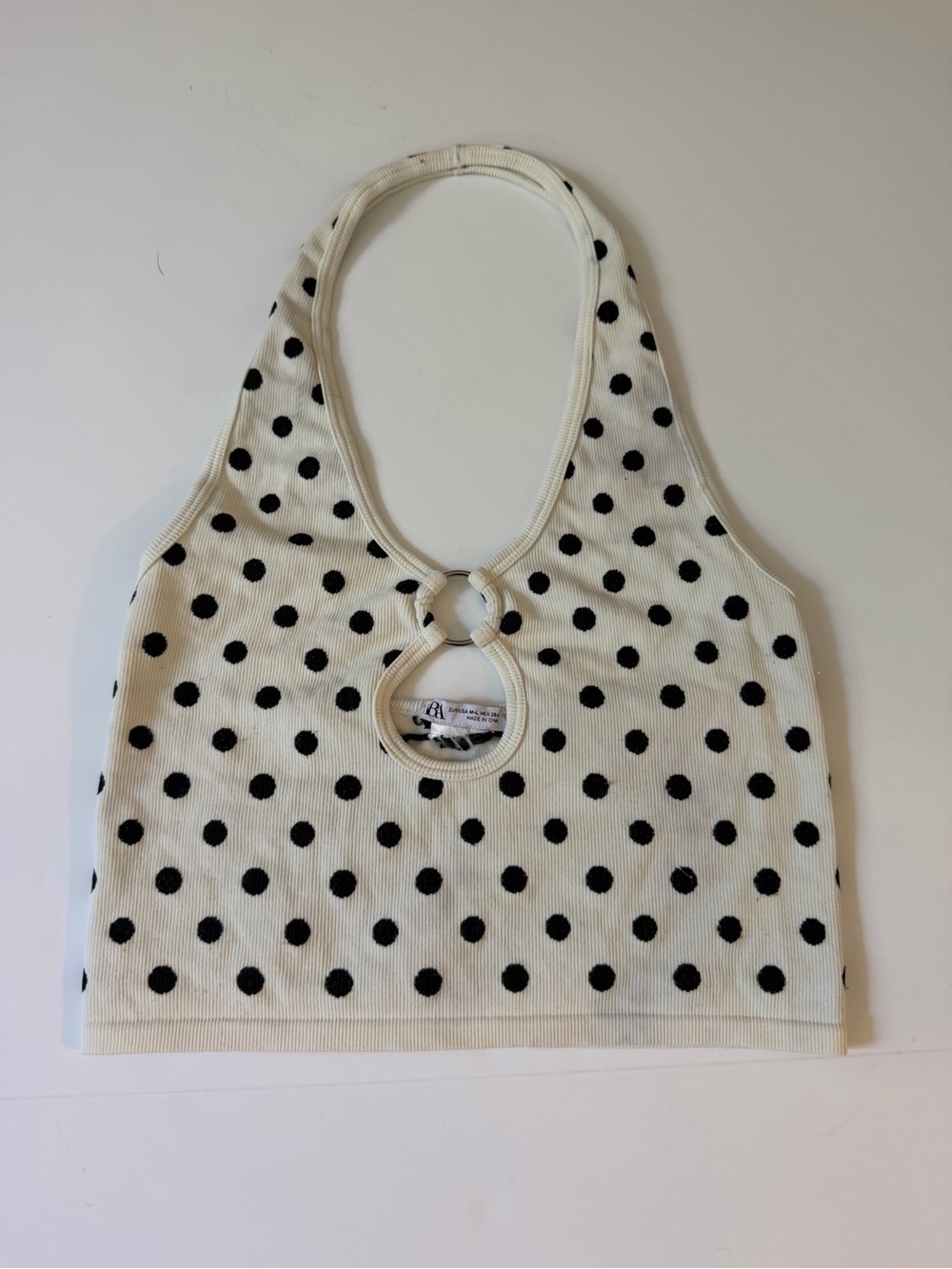Zara Cream Polka Dot Halter Crop Top